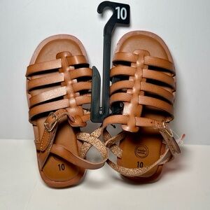 Wonder Nation Girls Brown Gladiator Sandals Buckle Strap Size 10
